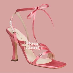 Mia Becar Pink Satin Leather Sandals Size 41/10